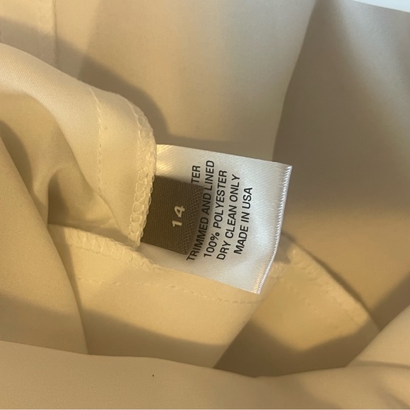 LELA ROSE Organza Striped Boat Neck Full Skirt Dress Pockets Size 14 White READ - Picture 11 of 15